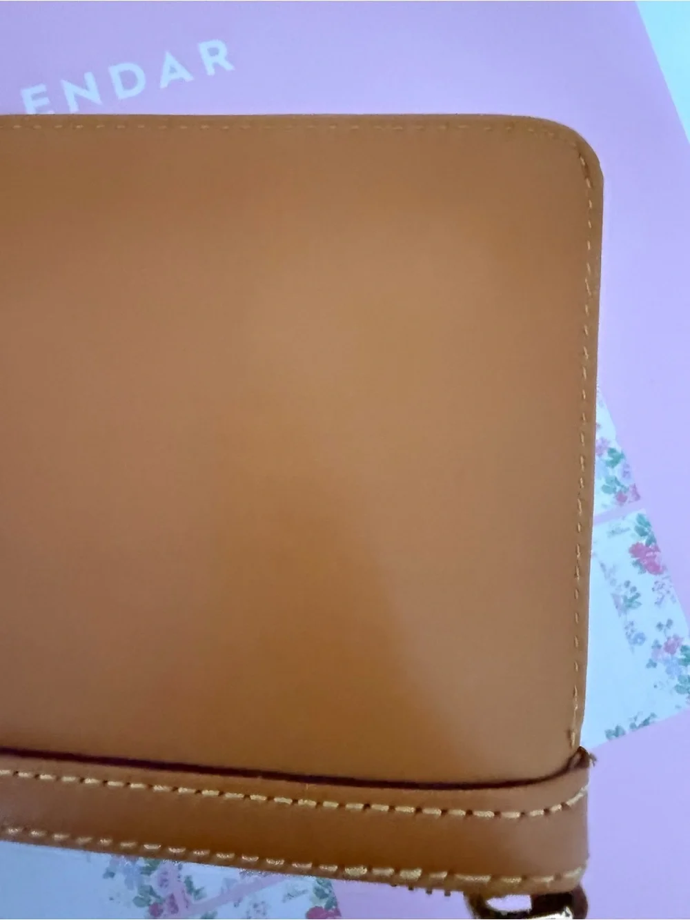 Dooney & Bourke Caramel Brown Leather Wristlet.